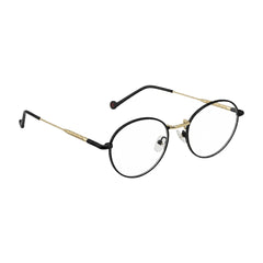 OS GLADIATOR 10002 oval round metal prescription eyeglasses for men and women in black and gold, angled view