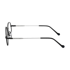 OS GLADIATOR 10002 oval round metal prescription eyeglasses for men and women in black and silver, side profile view
