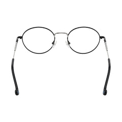 OS GLADIATOR 10002 oval round metal prescription eyeglasses for men and women in black and silver, rear view