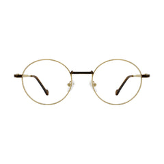 OS GLADIATOR 10002 oval round metal prescription eyeglasses for men and women in brown and gold, front view