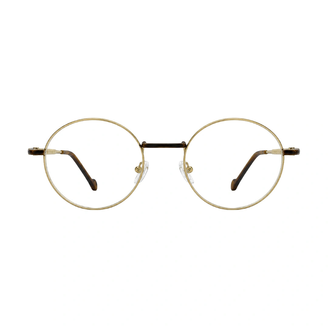OS GLADIATOR 10002 oval round metal prescription eyeglasses for men and women in brown and gold, front view
