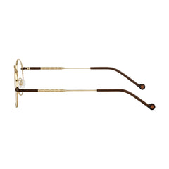 OS GLADIATOR 10002 oval round metal prescription eyeglasses for men and women in brown and gold, side profile view