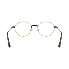 OS GLADIATOR 10002 oval round metal prescription eyeglasses for men and women in brown and gold, rear view