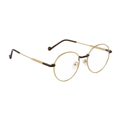 OS GLADIATOR 10002 oval round metal prescription eyeglasses for men and women in brown and gold, angled view