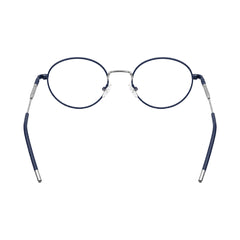 OS GLADIATOR 10002 oval round metal prescription eyeglasses for men and women in silver and blue, rear view
