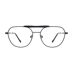 OS Gladiator 10003 lightweight double bridge aviator eyeglasses in black, front view