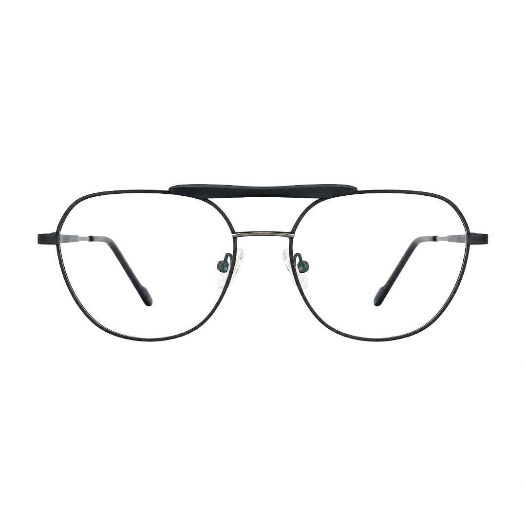 OS Gladiator 10003 lightweight double bridge aviator eyeglasses in black, front view