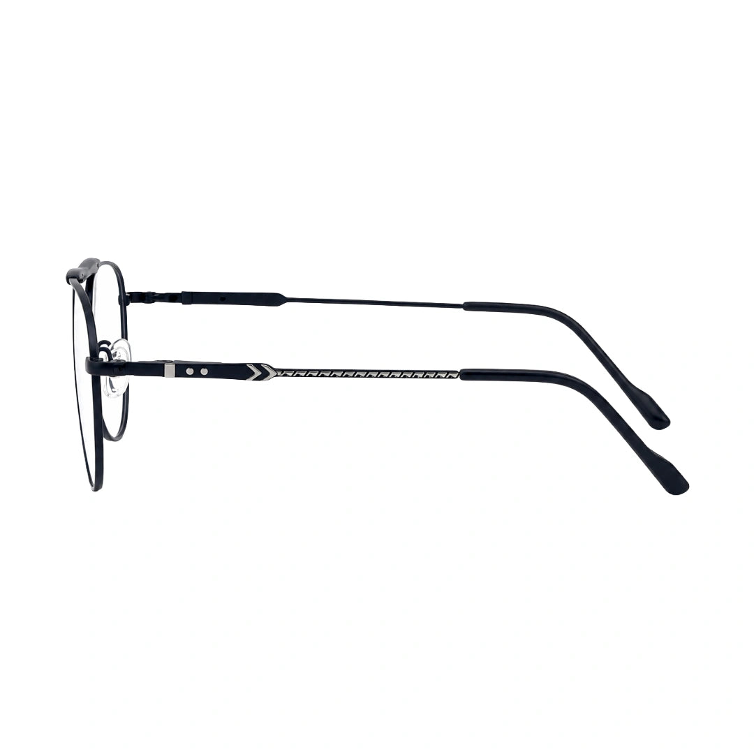 OS Gladiator 10003 lightweight double bridge aviator eyeglasses in black, side profile view