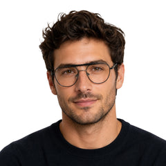 Man wearing OS Gladiator 10003 lightweight double bridge aviator eyeglasses in black, front view