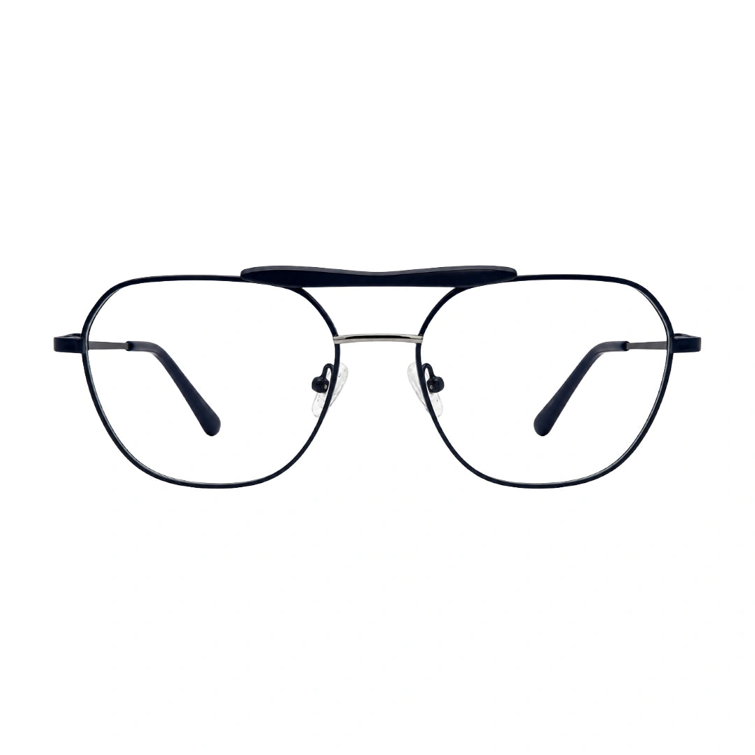 OS Gladiator 10003 lightweight double bridge aviator eyeglasses in blue, front view