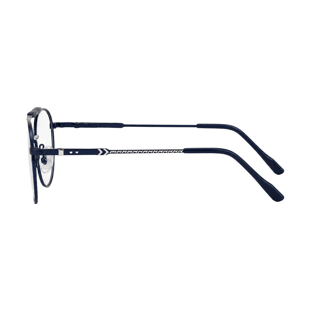OS Gladiator 10003 lightweight double bridge aviator eyeglasses in blue, side profile view
