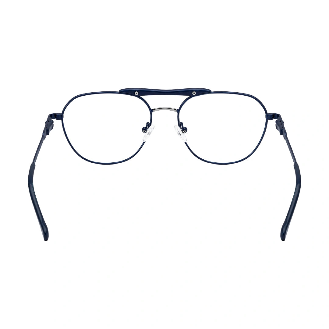 OS Gladiator 10003 lightweight double bridge aviator eyeglasses in blue, rear view