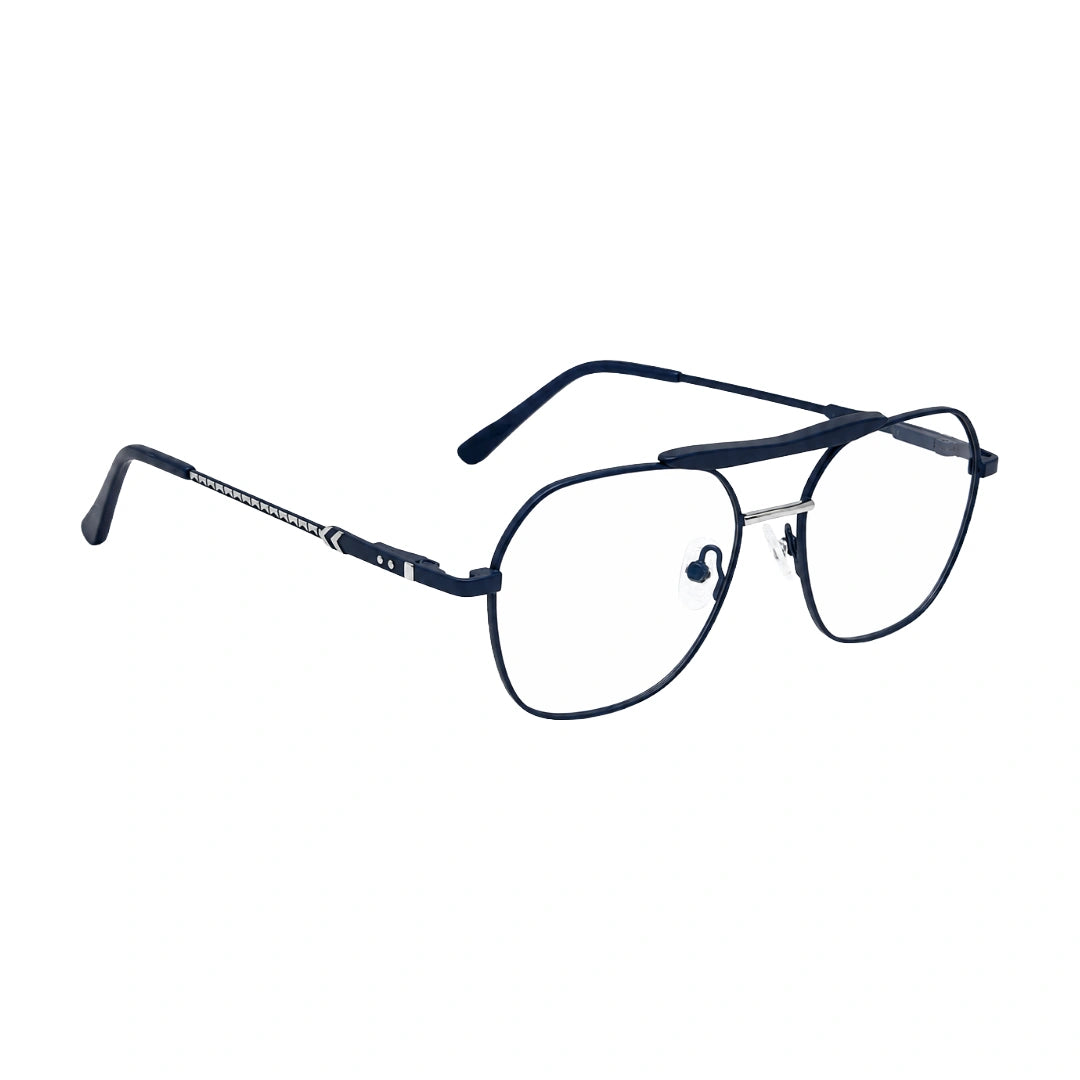 OS Gladiator 10003 lightweight double bridge aviator eyeglasses in blue, angled view