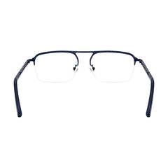 OS Gladiator 10012 half-rim rectangular double bridge prescription eyeglasses in silver and blue, rear view