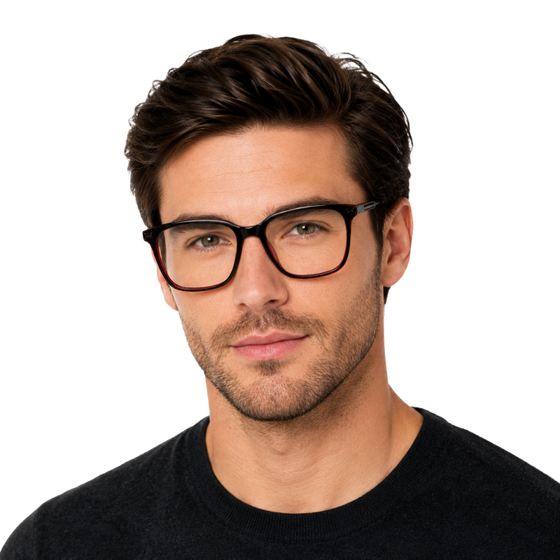OS Hunter 66917 | Bold Square Acetate Eyeglasses with Metal Temples-zoom-