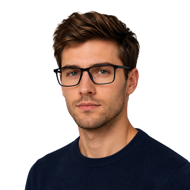 OS JJ Frame 2438 Lightweight Rectangular Eyeglass Frame – Full-Rim Acetate Prescription Glasses-zoom-