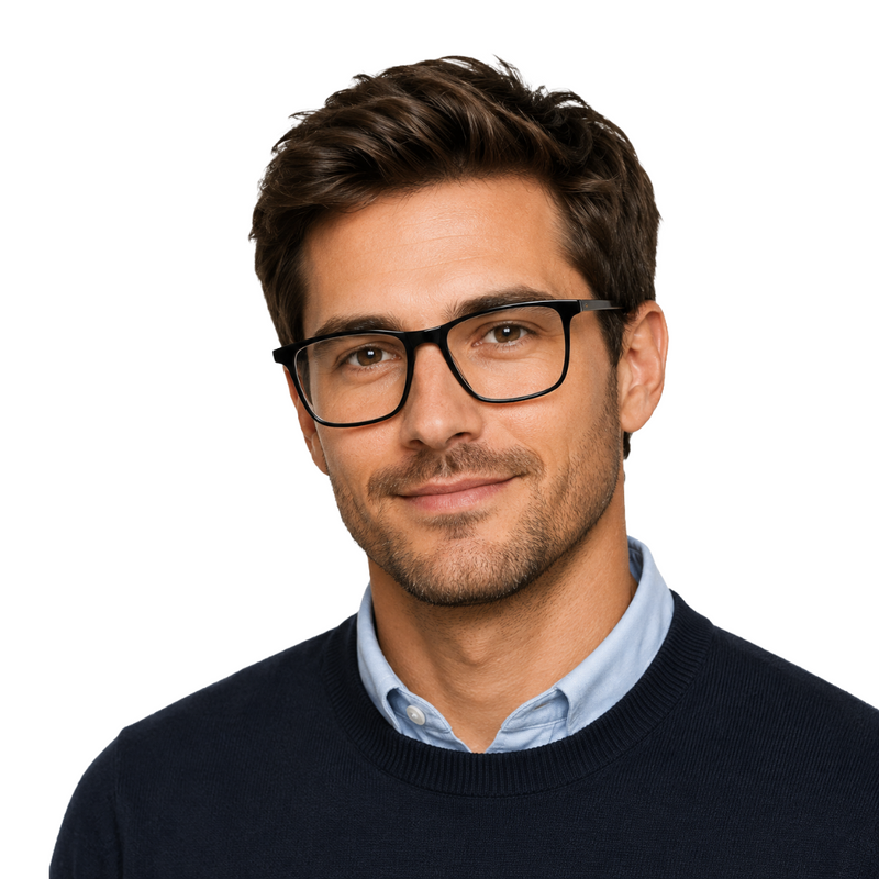 OS JJ Frame 2438 Lightweight Rectangular Eyeglass Frame – Full-Rim Acetate Prescription Glasses-zoom-