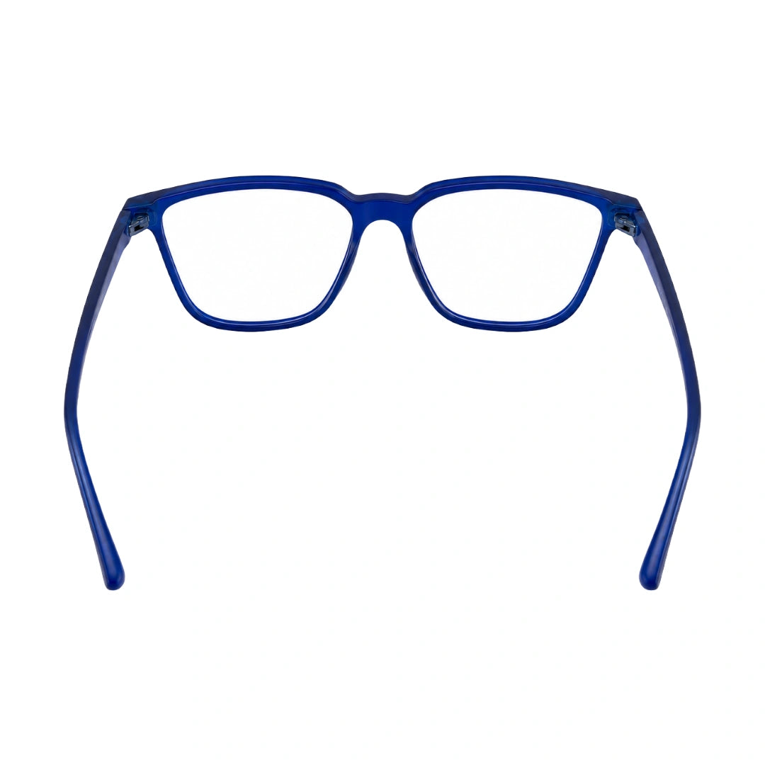 OS JJ FRAME 3238 lightweight square eyeglasses for men and women in blue, rear view