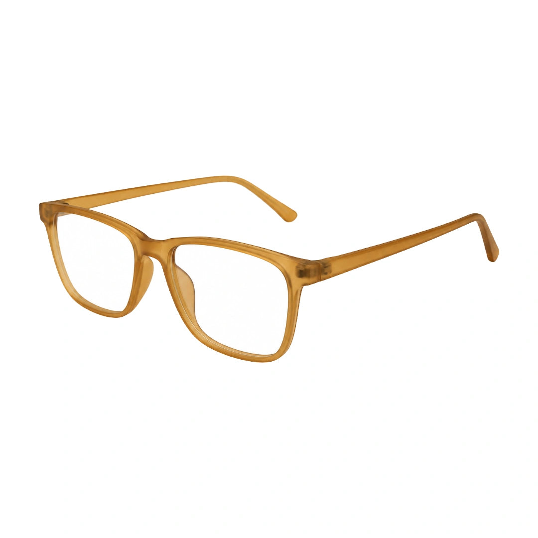 OS JJ Frame 3248 everyday rectangular optical eyeglasses in yellow, three-quarter angled view
