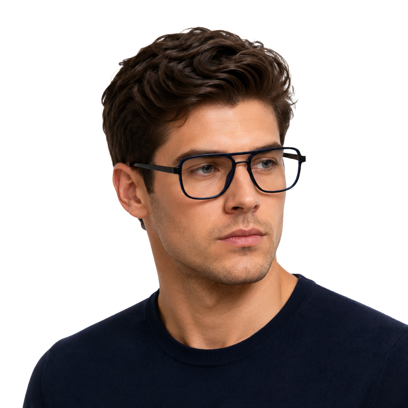 OS-JJ-3258 Large Square Aviator Optical Eyeglasses | Flat-Top Double Bridge Frame-zoom-