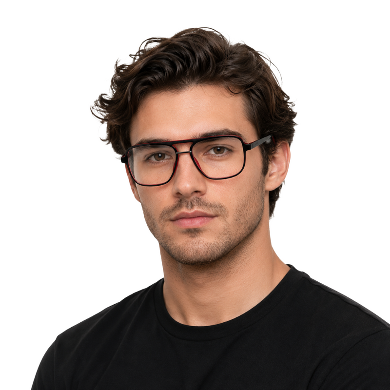 OS-JJ-3258 Large Square Aviator Optical Eyeglasses | Flat-Top Double Bridge Frame-zoom-