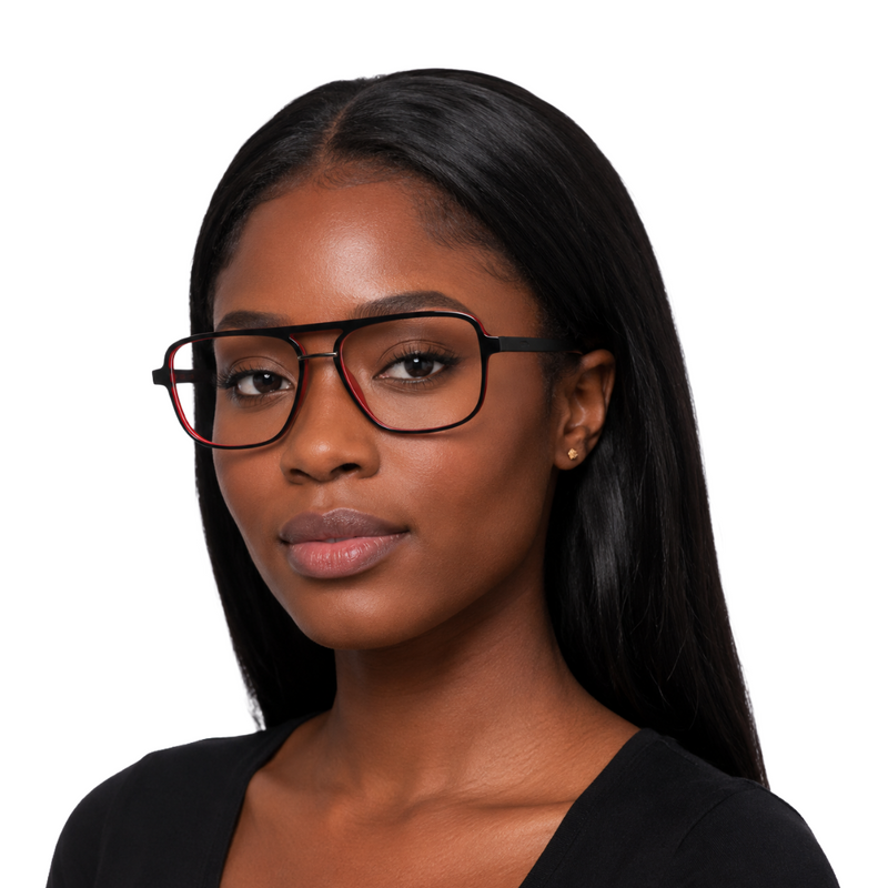 OS-JJ-3258 Large Square Aviator Optical Eyeglasses | Flat-Top Double Bridge Frame-zoom-