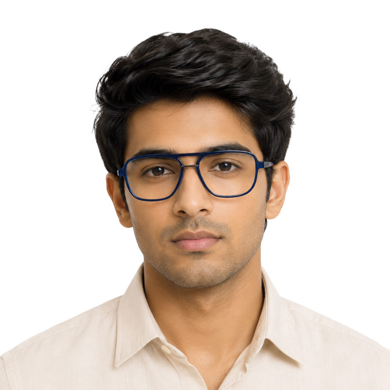 OS-JJ-3258 Large Square Aviator Optical Eyeglasses | Flat-Top Double Bridge Frame-zoom-