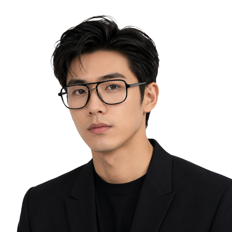 OS-JJ-3258 Large Square Aviator Optical Eyeglasses | Flat-Top Double Bridge Frame-zoom-