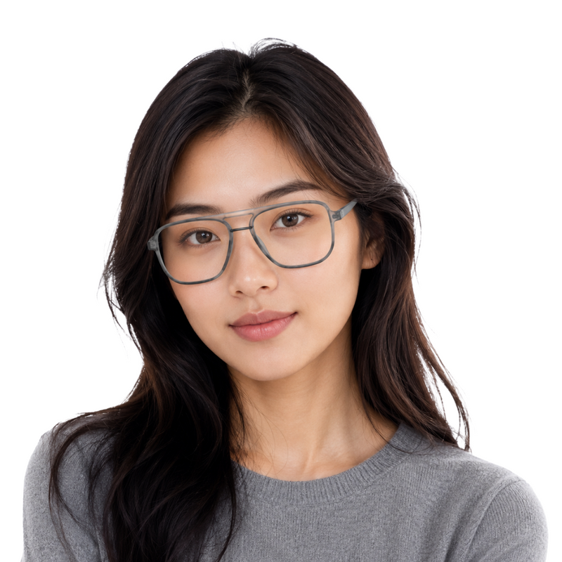 OS-JJ-3258 Large Square Aviator Optical Eyeglasses | Flat-Top Double Bridge Frame-zoom-