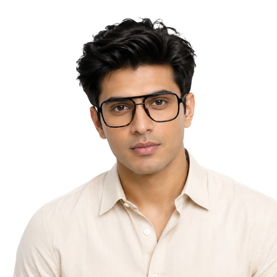 OS-JJ-3258 Large Square Aviator Optical Eyeglasses | Flat-Top Double Bridge Frame-34