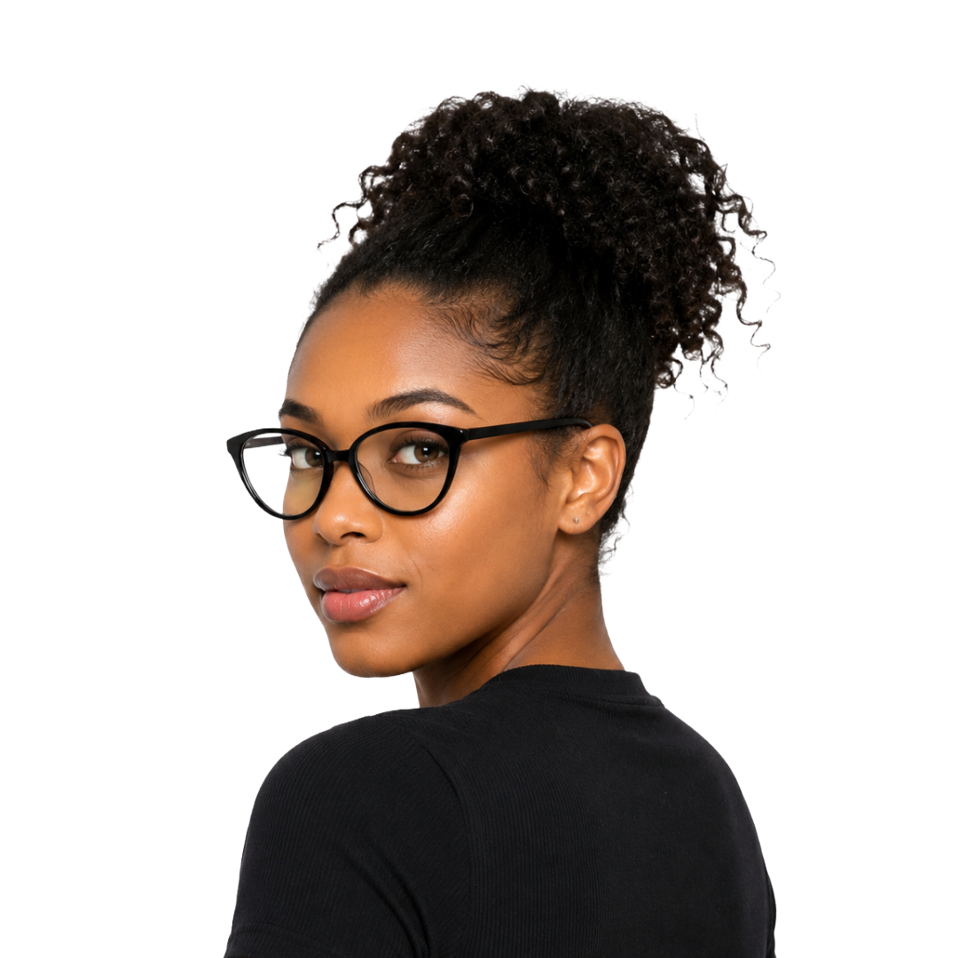 OS JJ 3318 Full-Rim Cat Eye Eyeglass Frame – Glossy Black Acetate Prescription Eyewear-8