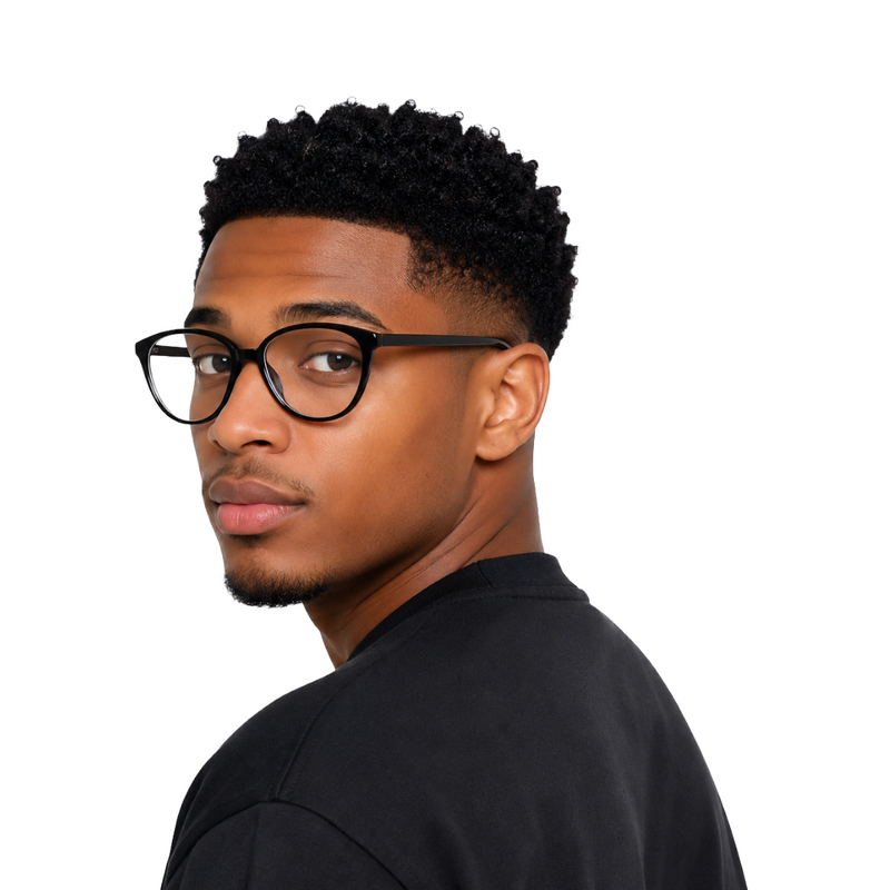 OS JJ 3318 Full-Rim Cat Eye Eyeglass Frame – Glossy Black Acetate Prescription Eyewear-zoom-