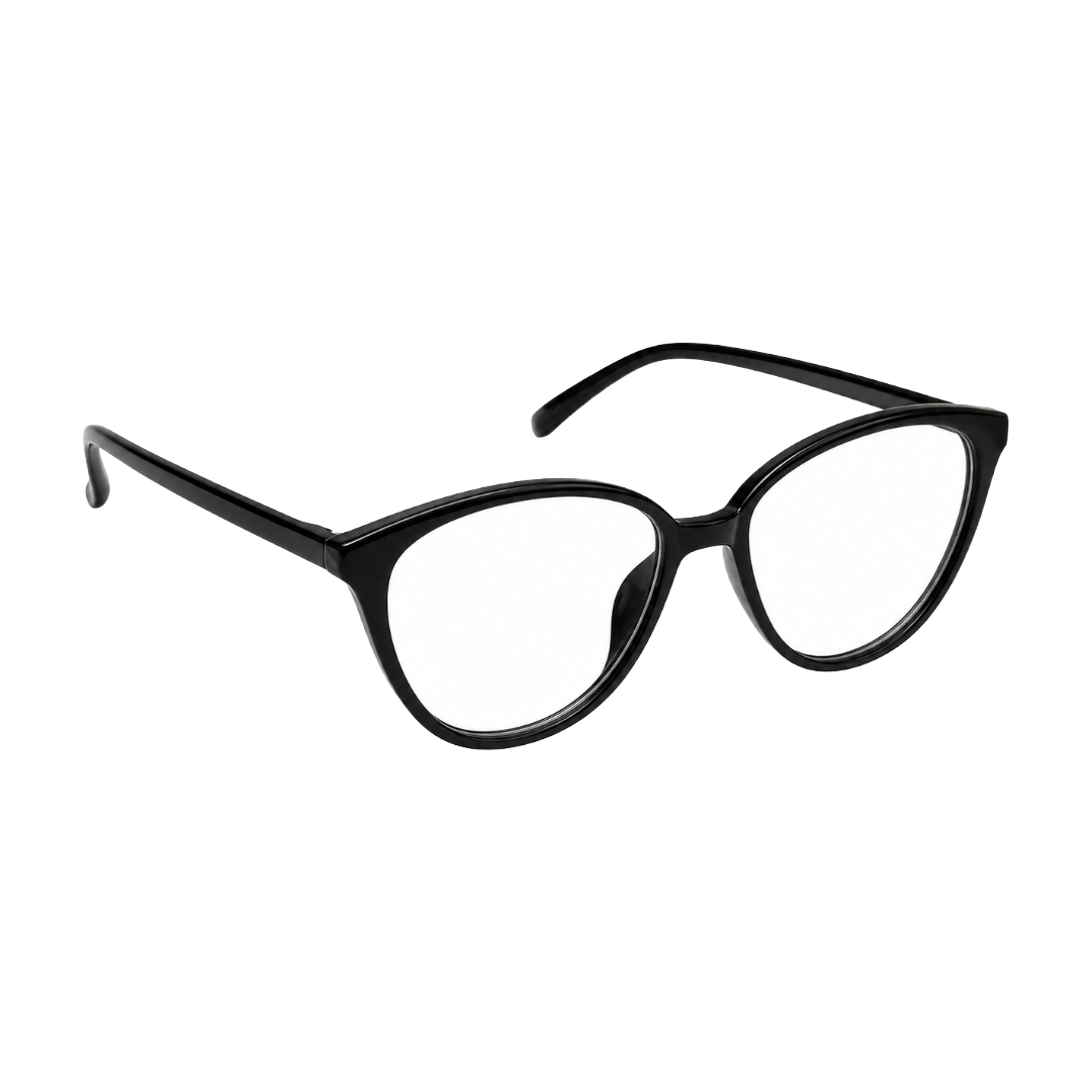 OS JJ 3318 Full-Rim Cat Eye Eyeglass Frame – Glossy Black Acetate Prescription Eyewear-5