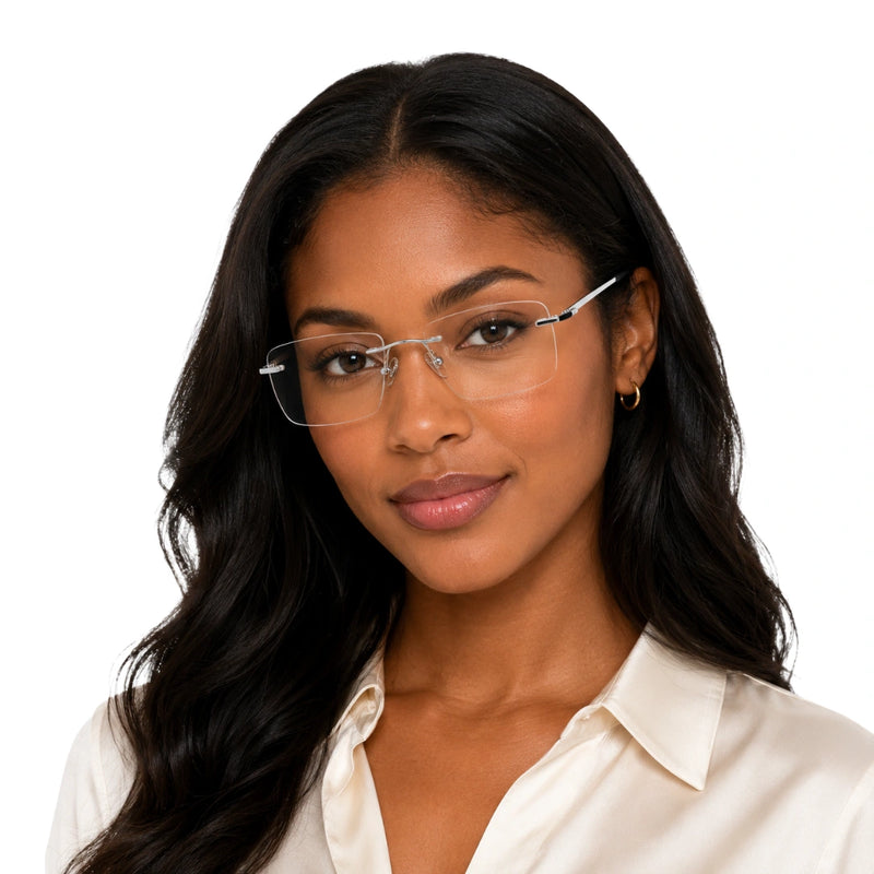 OS KZR TP Spring 89203 | Rimless Rectangular Prescription Eyeglasses-zoom-