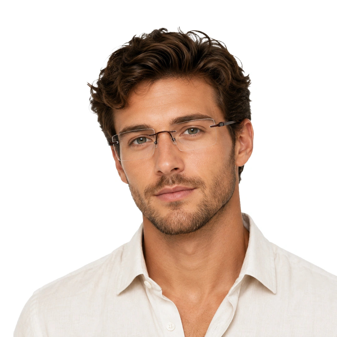 OS KZR TP Spring 89204 – Rimless Square Eyeglasses | Lightweight Prescription Frames-16