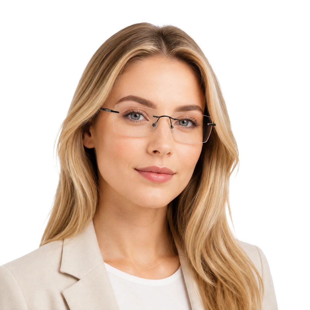 OS KZR TP Spring 89204 – Rimless Square Eyeglasses | Lightweight Prescription Frames-zoom-6