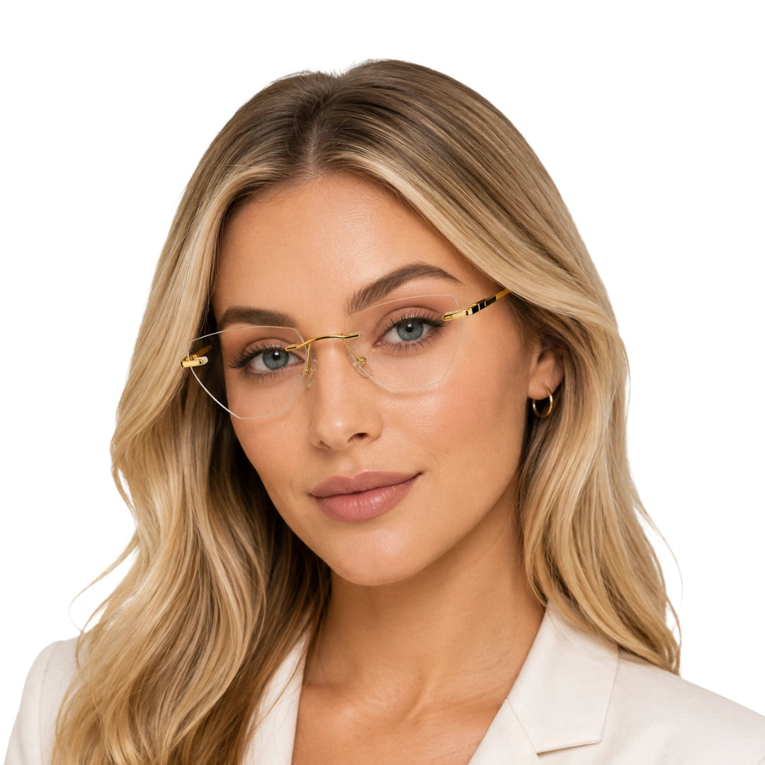OS KZR TP Spring 89208 – Rimless Cat-Eye Eyeglasses | Lightweight Prescription Frames-6