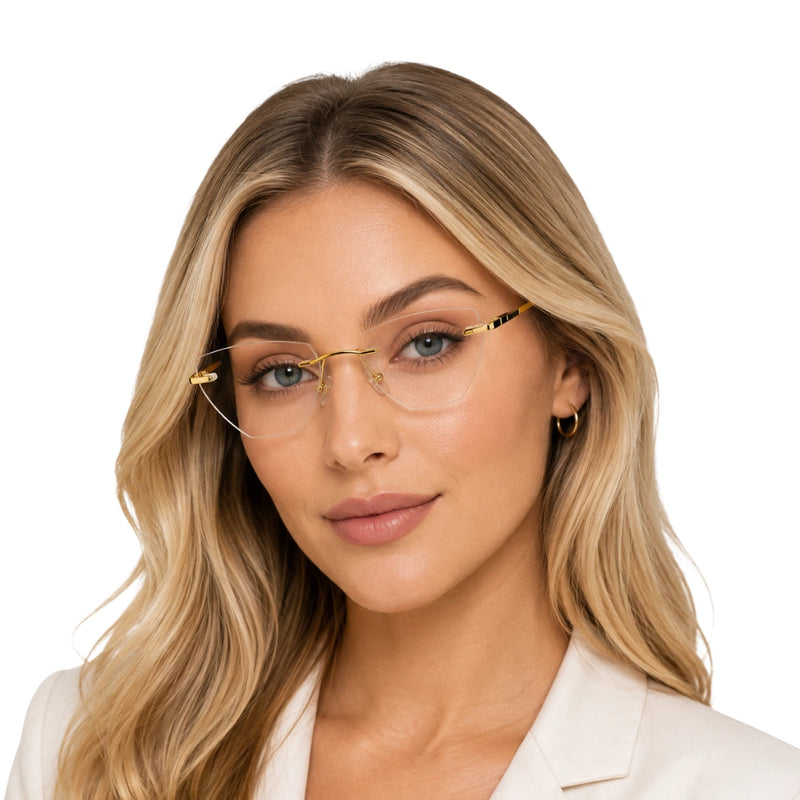 OS KZR TP Spring 89208 – Rimless Cat-Eye Eyeglasses | Lightweight Prescription Frames-zoom-