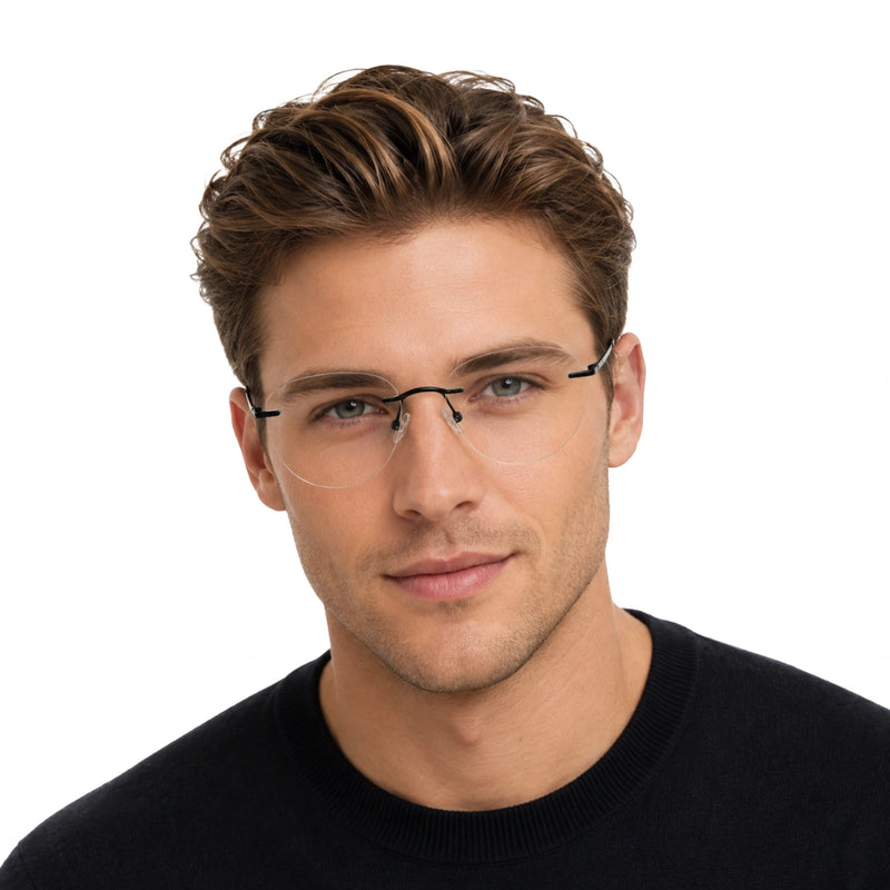 OS KZR TP Spring 89210 – Rimless Round Square Eyeglasses | Lightweight Prescription Frames-zoom-