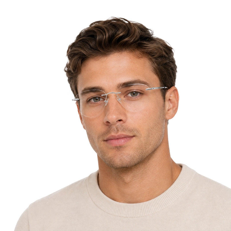 OS KZR TP Spring 89210 – Rimless Round Square Eyeglasses | Lightweight Prescription Frames-zoom-