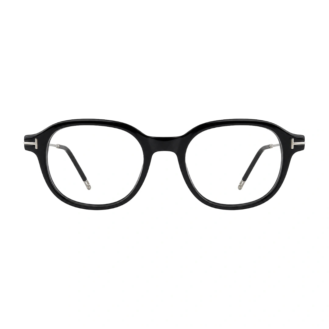 OS Love My Country 69208 geometric round prescription eyeglasses in black, front view
