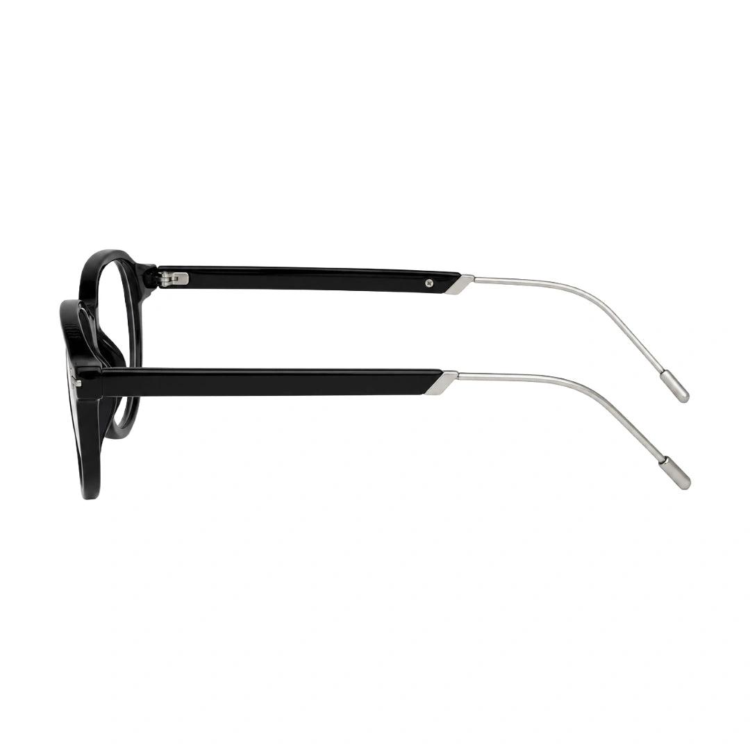 OS Love My Country 69208 geometric round prescription eyeglasses in black, side profile view