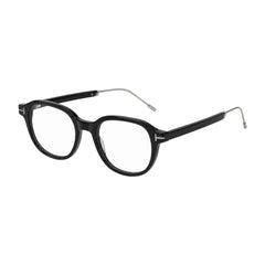 OS Love My Country 69208 geometric round prescription eyeglasses in black, three-quarter angled view