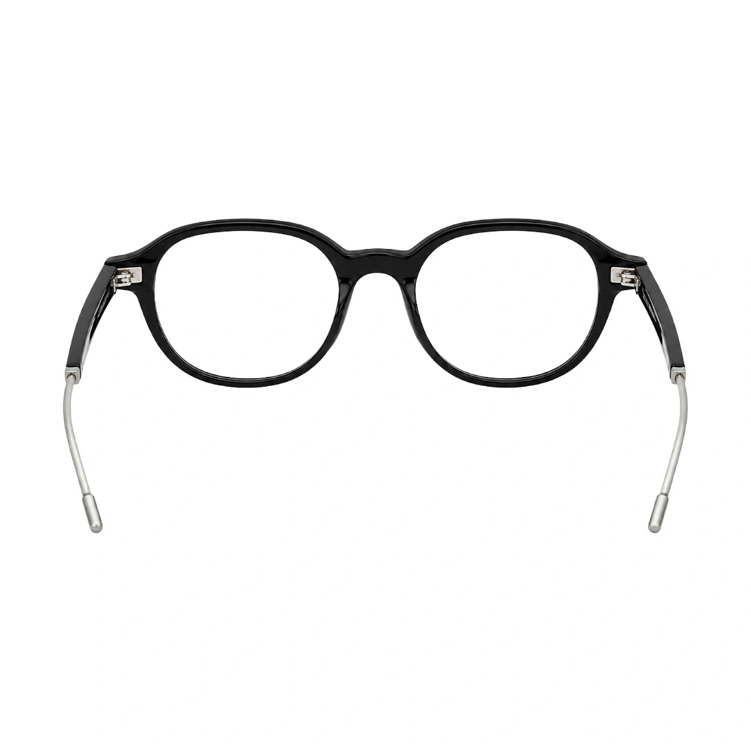 OS Love My Country 69208 geometric round prescription eyeglasses in black, rear view