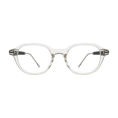 OS Love My Country 69208 geometric round prescription eyeglasses in transparent and black, front view
