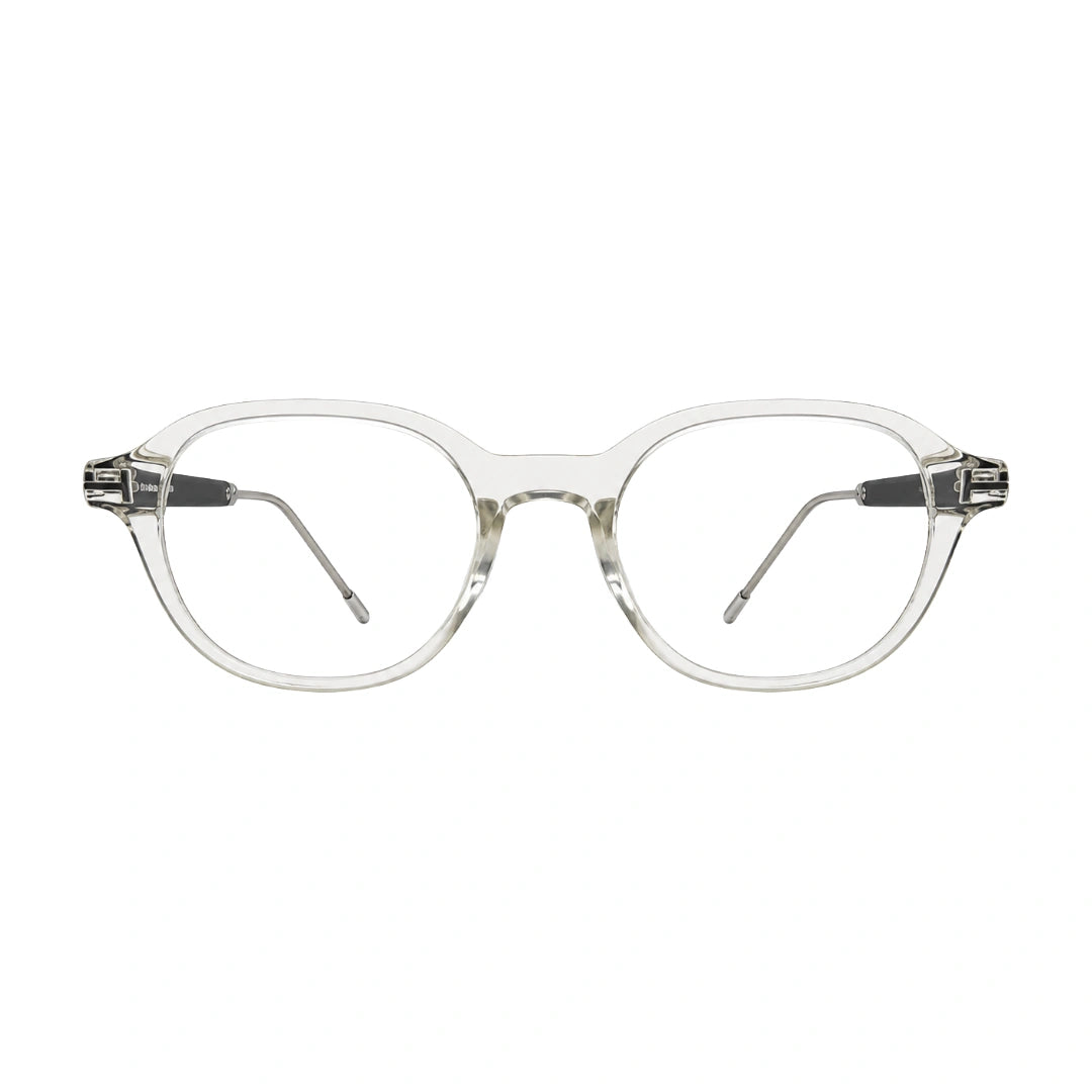 OS Love My Country 69208 geometric round prescription eyeglasses in transparent and black, front view