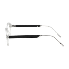 OS Love My Country 69208 geometric round prescription eyeglasses in transparent and black, side profile view