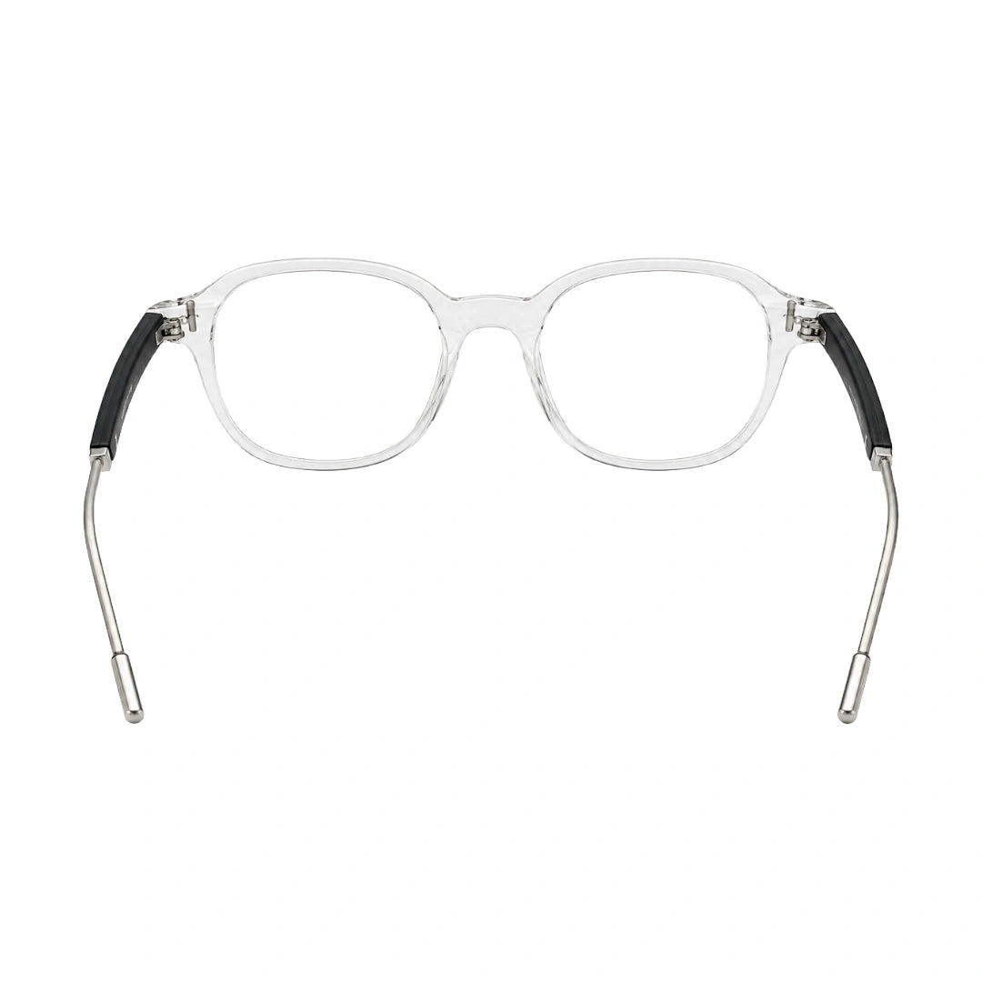 OS Love My Country 69208 geometric round prescription eyeglasses in transparent and black, rear view