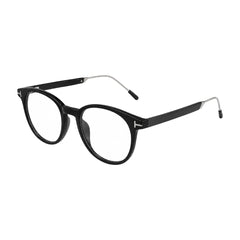 OS Love My Country 69209 round full-rim prescription eyeglasses in glossy black, three-quarter angled view
