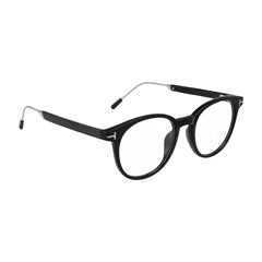 OS Love My Country 69209 round full-rim prescription eyeglasses in glossy black, angled view